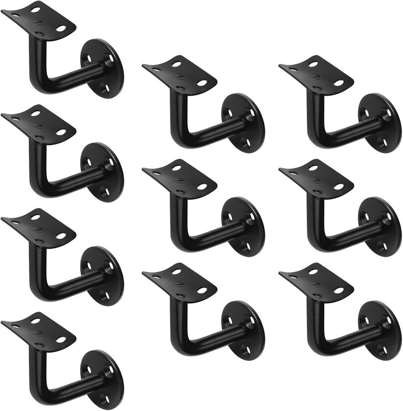 OTTFF 10 Pack Black Wall Mount Staircase Handrail Bracket for 2" OD Round Tube, Carbon Steel - Image 3